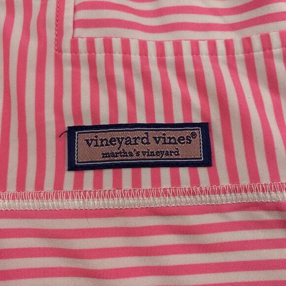 Vineyard Vines Kids Sankaty Shep Shirt Pink White Striped 1/4 Zip Pullover L 14 - Picture 5 of 11
